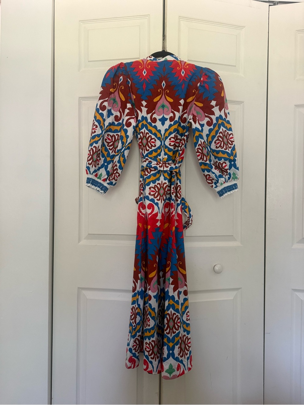 BODEN Octavia Cotton Dress Multi Ikat Dream Long Sleeve Midi Dress Size 2 Petite - Picture 9 of 9
